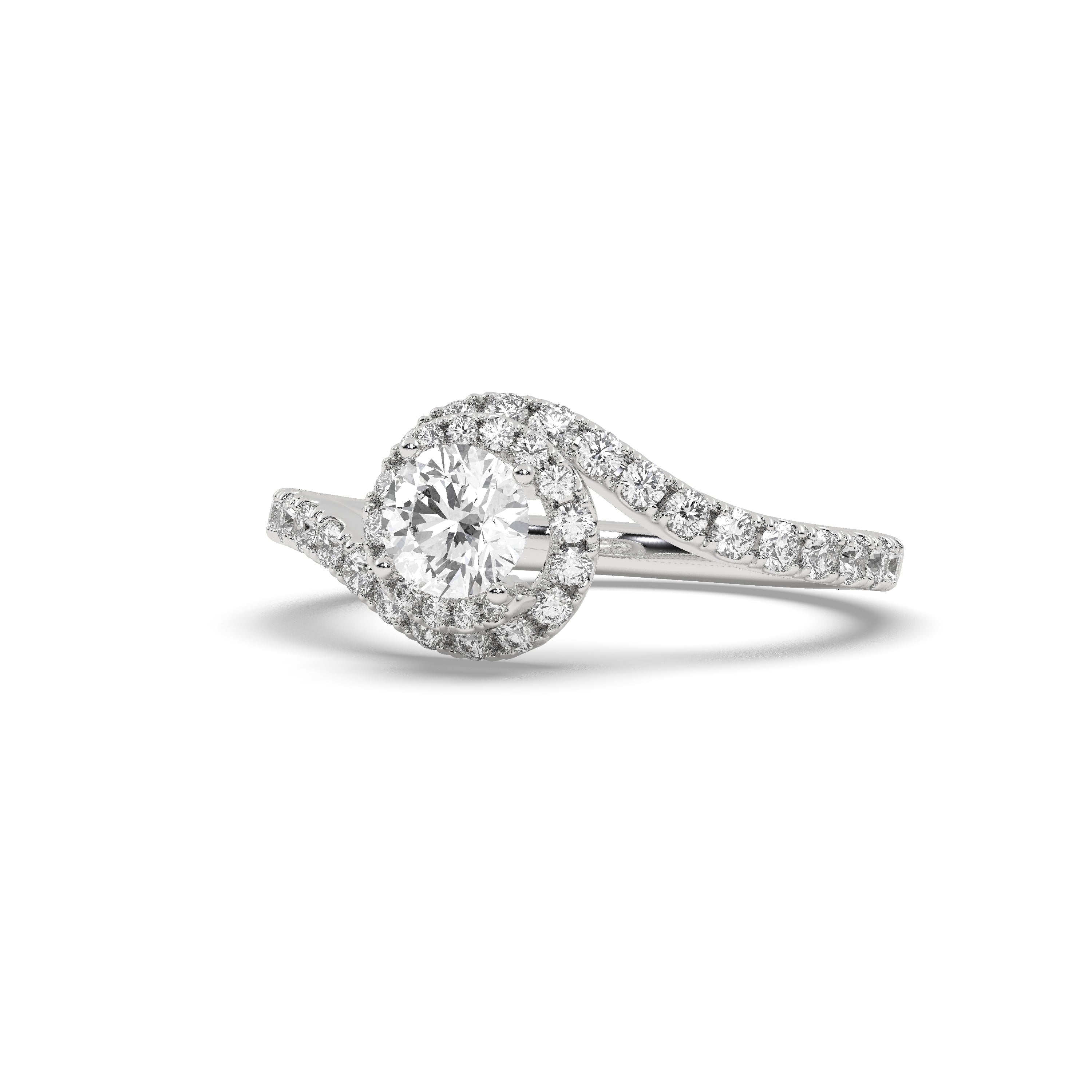 White Gold Studded 1.2294 Carat Lab Grown Diamond Ring-G Color VS1 Clarity.